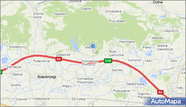 mapa Biłgoraj /k Korniaktów, Biłgoraj /k Korniaktów na mapie Targeo